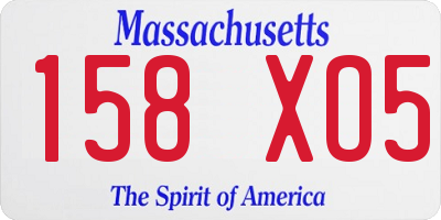 MA license plate 158XO5