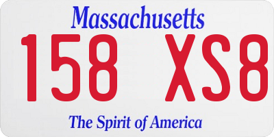MA license plate 158XS8