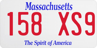 MA license plate 158XS9