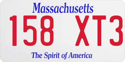 MA license plate 158XT3