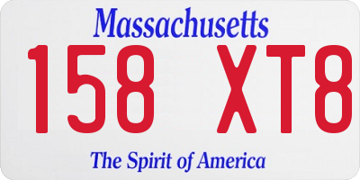 MA license plate 158XT8