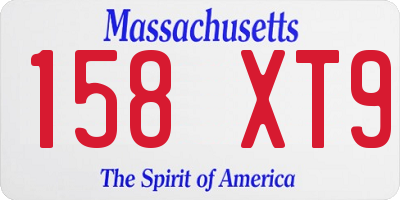 MA license plate 158XT9