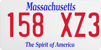 MA license plate 158XZ3