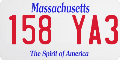 MA license plate 158YA3