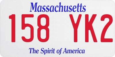 MA license plate 158YK2