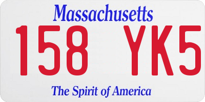 MA license plate 158YK5