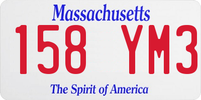 MA license plate 158YM3