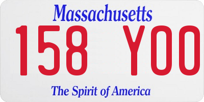 MA license plate 158YO0