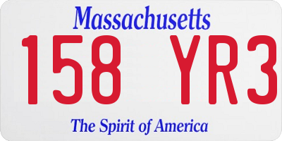 MA license plate 158YR3