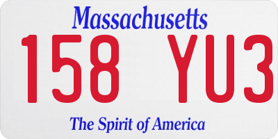 MA license plate 158YU3