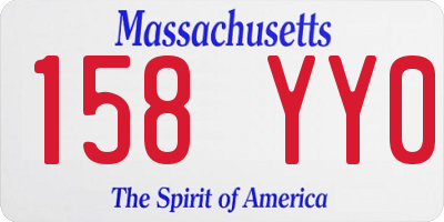 MA license plate 158YY0