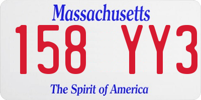 MA license plate 158YY3