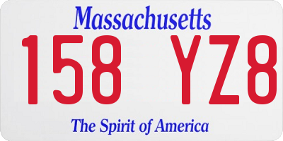 MA license plate 158YZ8