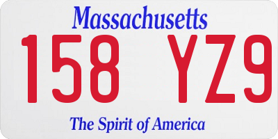 MA license plate 158YZ9