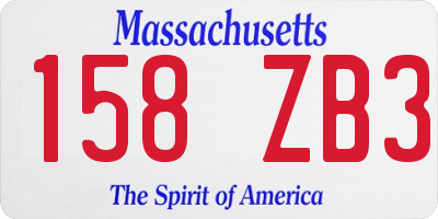 MA license plate 158ZB3