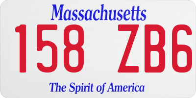 MA license plate 158ZB6