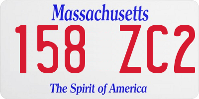 MA license plate 158ZC2
