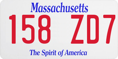 MA license plate 158ZD7