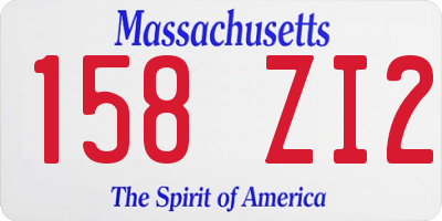 MA license plate 158ZI2