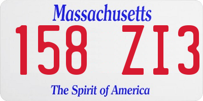 MA license plate 158ZI3