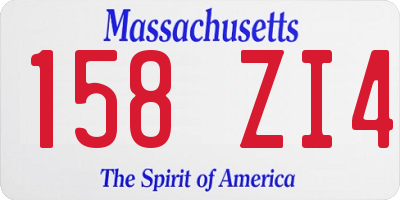 MA license plate 158ZI4