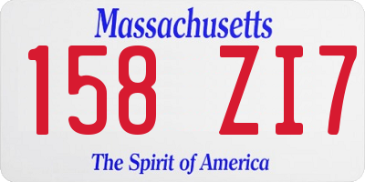 MA license plate 158ZI7