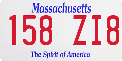 MA license plate 158ZI8