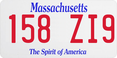 MA license plate 158ZI9