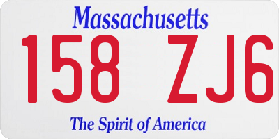 MA license plate 158ZJ6