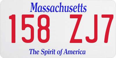 MA license plate 158ZJ7