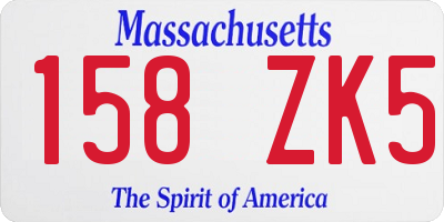 MA license plate 158ZK5