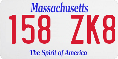 MA license plate 158ZK8