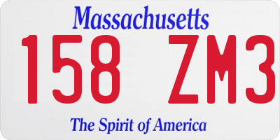 MA license plate 158ZM3