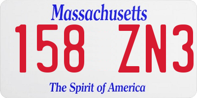 MA license plate 158ZN3