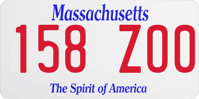 MA license plate 158ZO0