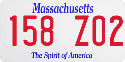 MA license plate 158ZO2
