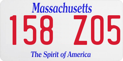 MA license plate 158ZO5