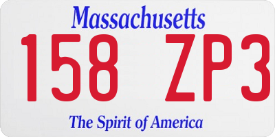 MA license plate 158ZP3