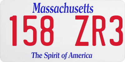 MA license plate 158ZR3