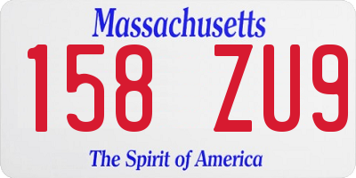 MA license plate 158ZU9