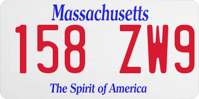 MA license plate 158ZW9