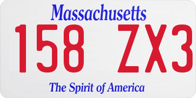 MA license plate 158ZX3