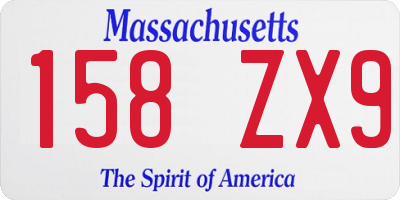 MA license plate 158ZX9