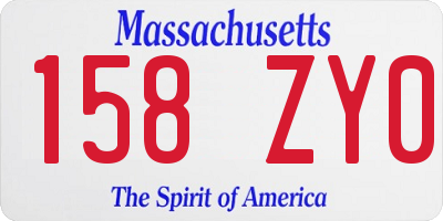MA license plate 158ZY0