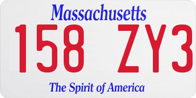 MA license plate 158ZY3