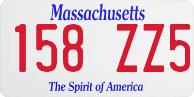 MA license plate 158ZZ5