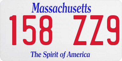 MA license plate 158ZZ9