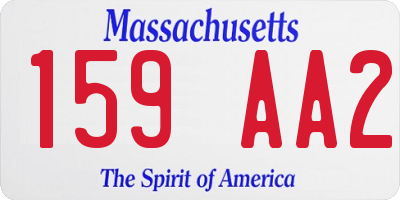 MA license plate 159AA2