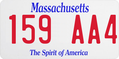 MA license plate 159AA4