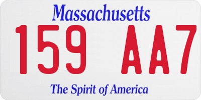 MA license plate 159AA7